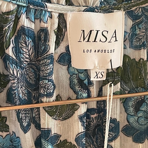 NWT MISA Los Angeles Elisabetta Chic Boho Blue White Floral Blouson Mini Dress - Picture 6 of 10